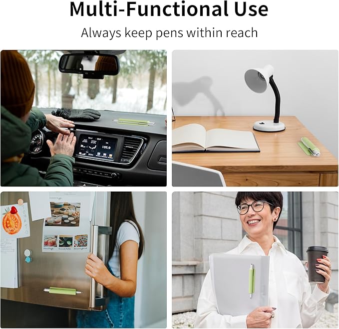 ELETIUO Pencil Holder For Most Pens,Pencils,Self-Adhesive Stick To Notebooks,Diary,Desks,Whiteboards Or Any Surface,Silicone Pen Holder For Home,Office And Desk Organization,Green