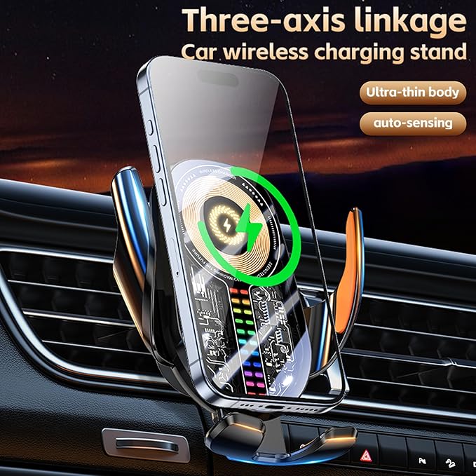 Car Phone Holder Wireless Car Charger, 15W Fast Charging Auto Sensing Clamping Phone Holders for Your Car Vent 360 Adjustable Car Mount for iPhone 16 15 14 13 12 Pro Max, Samsung Glaxy Series