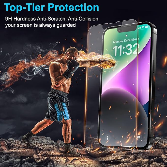 Mothca 2 Pack Matte Glass Screen Protector for iPhone 13 Pro Max/iPhone 14 Plus 6.7” [Auto Fit Box Dust] Full Coverage Anti-Glare & Anti-Fingerprint Tempered Glass, Bubble Free, Smooth as Silk