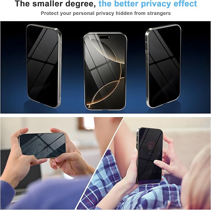 Privacy Magnetic Case for iPhone 16 Pro Max with Metal Titanium Frame Privacy Screen Protector & Camera Lens Protector, Magnetic Adsorption Double Sided Glass Case Anti Peep Anti Spy Phone Cover