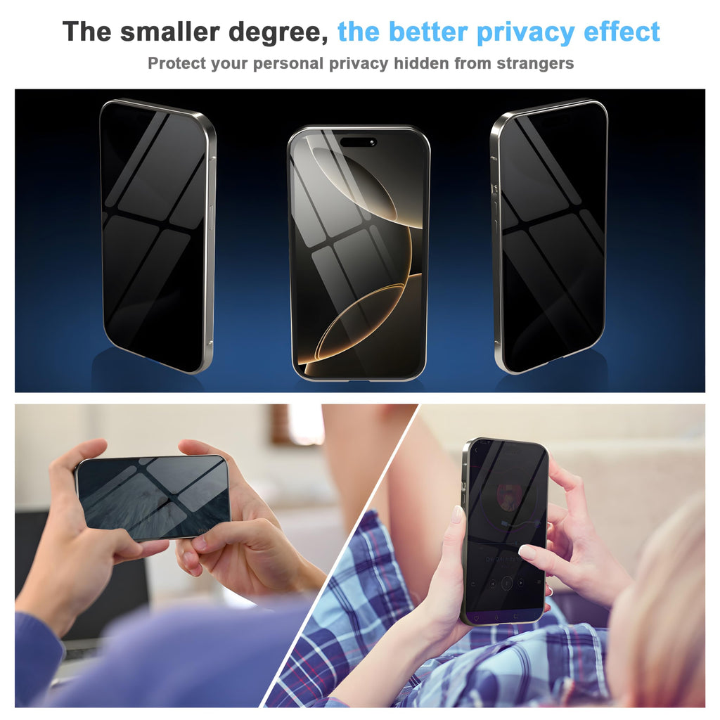 Eorkvr Privacy Magnetic Case for iPhone 16 Plus with Metal Titanium Frame Privacy Screen Protector & Camera Lens Protector, Magnetic Adsorption Double Sided Glass Case Anti Peep Anti Spy Phone Cover