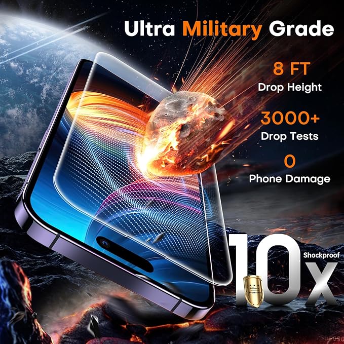 TOCOL for iPhone 14 Pro Max Screen Protector 9H Hardness Military Grade Shatterproof HD Tempered Glass Full Coverage Easy Installation Case Friendly 2 Pack