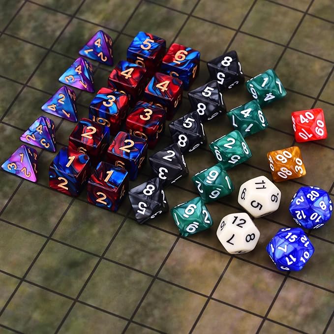 Extended RPG Dice Set 15 x 31 Polyhedral Dice (465pcs) for DND Tabletop Role-Playing Games (15 Colors - Classic)
