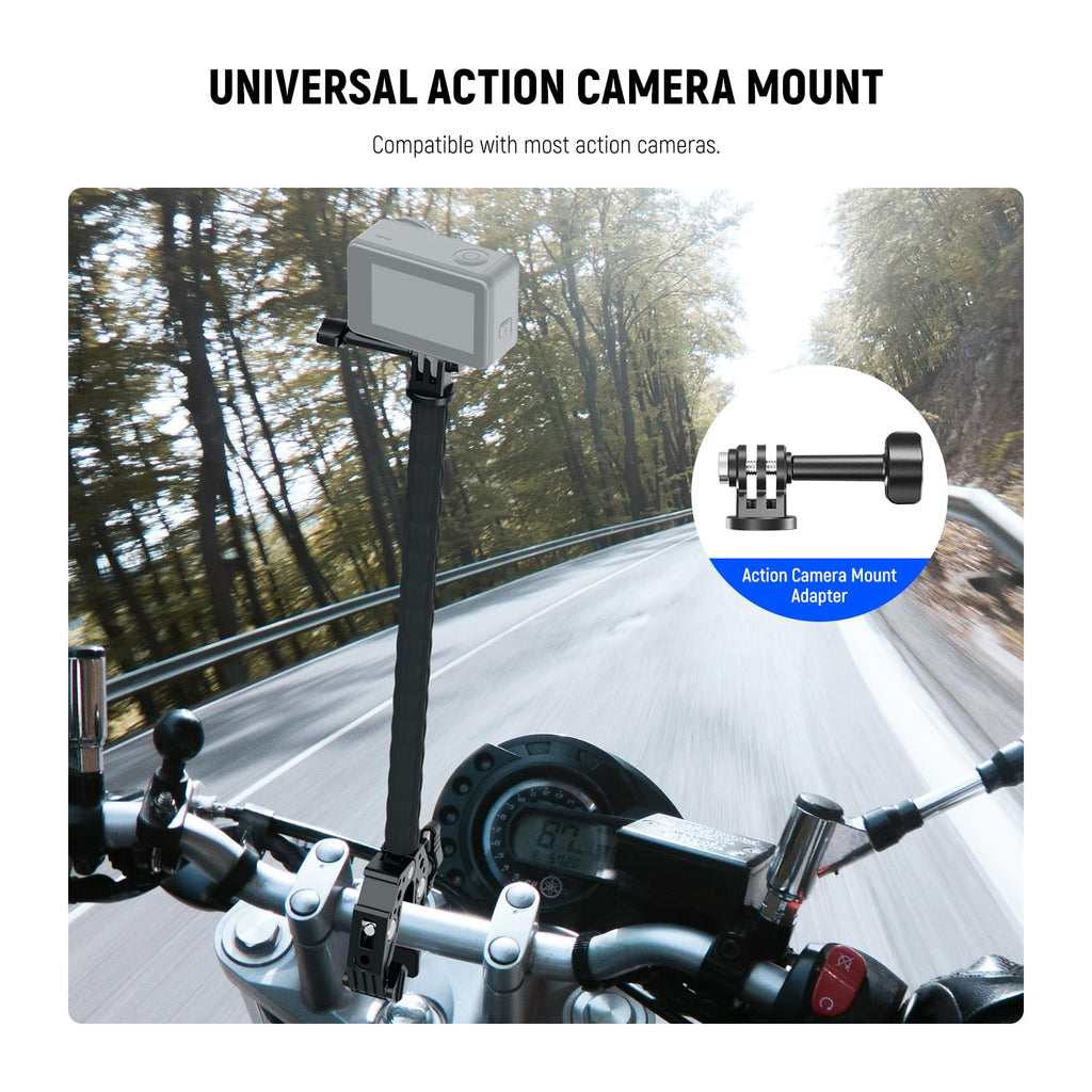 NEEWER Action Camera Mount Kit with Super Clamp, Soft Tube, Action Camera Adapter, Adjustable Holder for Flat/Round Surfaces, Compatible with GoPro Insta360 DJI Smartphone GP-26
