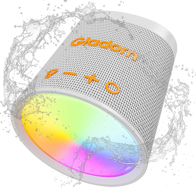 Portable Bluetooth Speaker Wireless with 9 Color Lights, 20H Playtime, Stereo Pairing, Deep Bass, IPX6 Waterproof, Bluetooth 5.3, Small Speaker for Home, Party, Outdoor, Camping, Beach, Gift