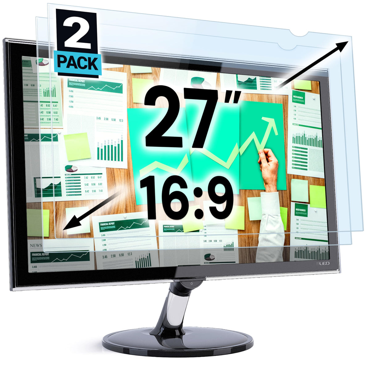 VINTEZ Blue Light Screen Protector for 14 Inch Computer Monitor and Laptop – Anti-UV Blue Light Blocking Film for Desktop PC, Eye Protection Filter, 12.6" x 8.1", 2 Pack
