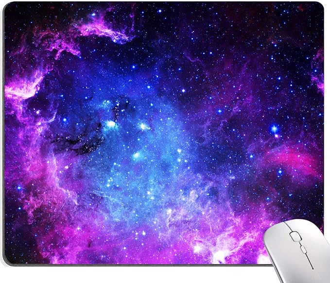 Mouse Pad, Square Anti-Slip Rubber Mousepad for Gaming Office Laptop Computer PC Men Women Kids, Cute Custom Pattern, Cool Galaxy Nebula
