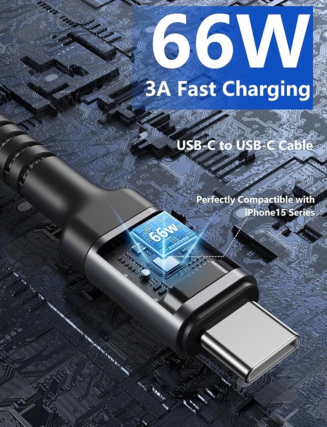 USB C Cable 6FT, 2 Pack USBC to C Cables, Type C Fast Charging Cable Nylon