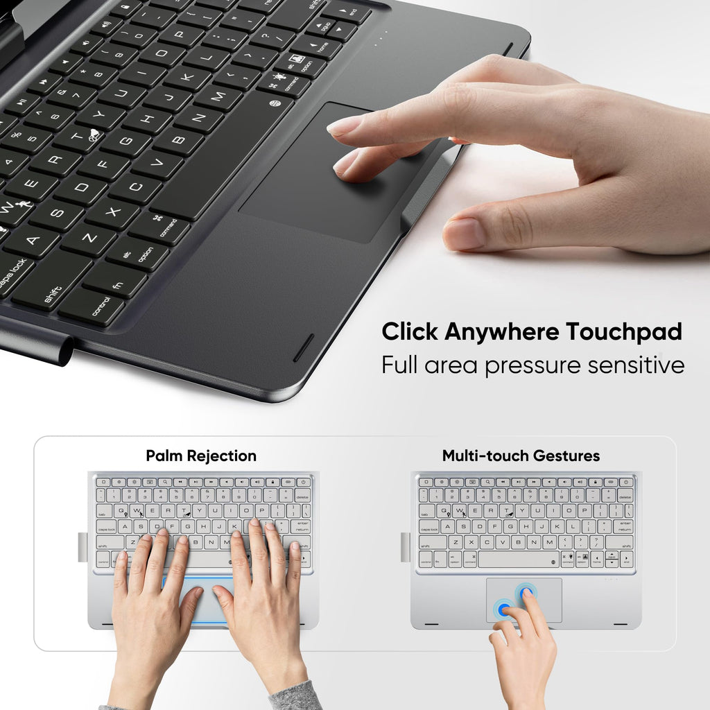 doqo iPad A16 11th & iPad 10th Case with Keyboard & Trackpad,360° Rotating