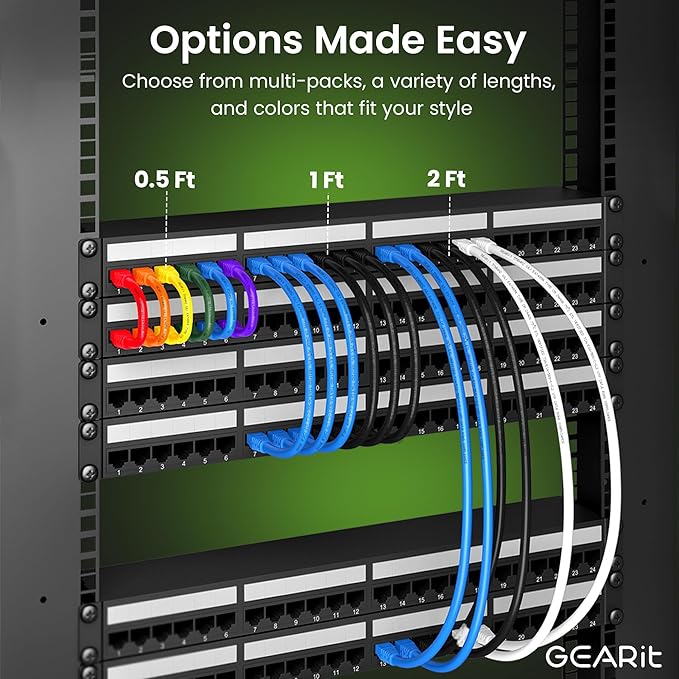 GearIT Cat 6 Ethernet Cable (20-Pack 5 Feet) Cat6 Network Patch, 10Gbps, RJ45, Snagless Cord, Gold-Plated Connectors, Internet for PC, TV, Tablet, Router, Printer, Servers, IT Data Center - Yellow