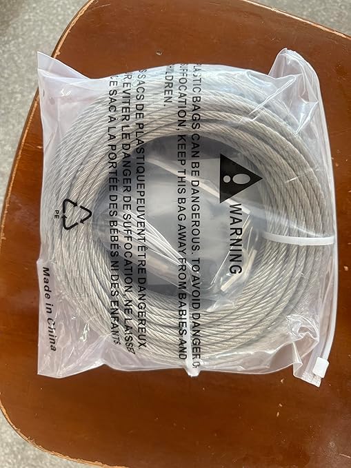 TooTaci 3/16" Stainless Steel Cable, 100ft Wire Rope with Aluminum Crimping Sleeve&Thimbles, 7x19 Strands, 3700lbs Breaking Strength Heavy Duty Aircraft Cable for Zipline, Deck Railing, Shade Sail