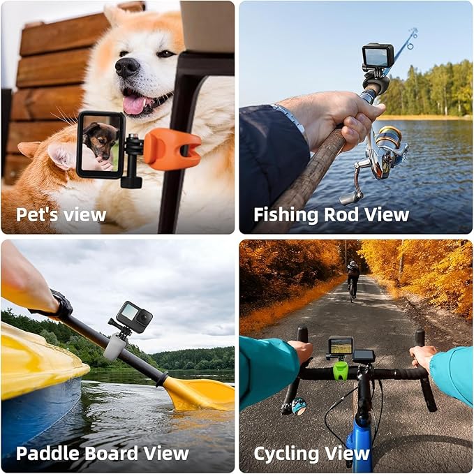 TELESIN Camera 360 Strap Mount Flexible Wrap Band Bike Motorcycle Handlebar Tube Roll Bar Stick Pole Ski Holder Accessories for GoPro Max Hero 13 12 11 10 9 Insta360 Ace Pro X3 DJI Action 3 4 Pocket
