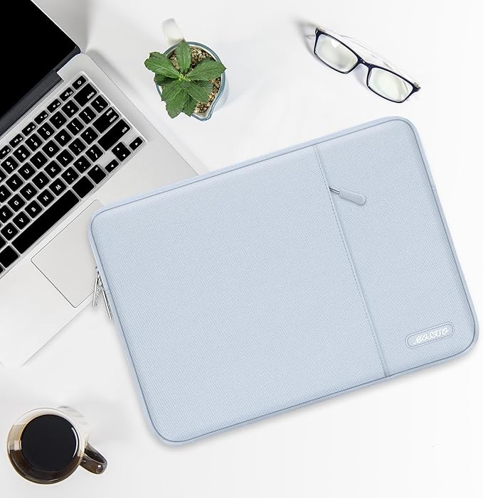 MOSISO Laptop Case 16 inch, 15-15.6 inch Laptop Sleeve Compatible with MacBook Pro 16 M4 M3 M2 M1, HP Acer Dell Lenovo ASUS Notebook, Polyester Vertical Computer Sleeve Bag with Pocket, Baby Blue