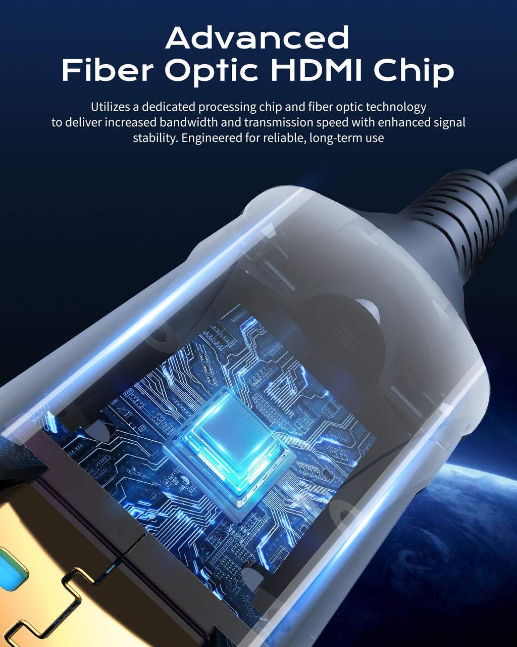 Cratree Long 8K Fiber Optic HDMI Cable 150FT - High-Speed HDMI Cord 48Gbps,8K 60Hz，4K 120Hz，HDCP 2.2&2.3，HDR10 - Compatible with HDTV/Monitor/Projector