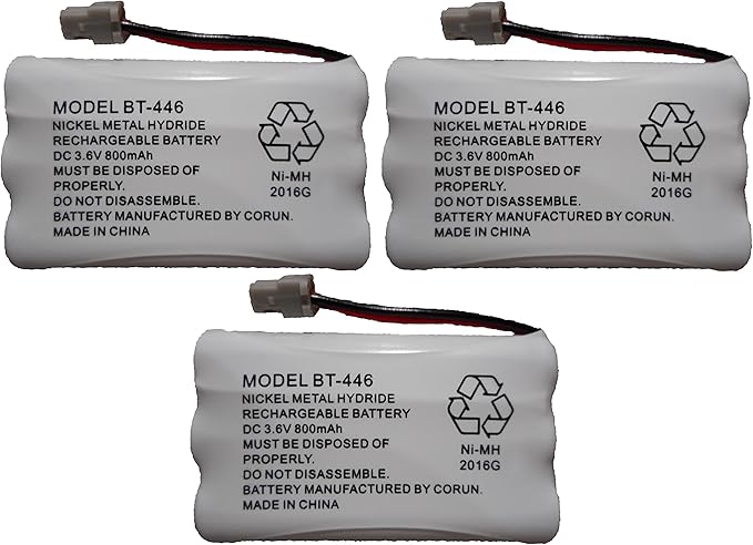 BT446 BT-446 BBTY0503001 BT-1004 BT-1005 GE-TL26402 BT-504 CPH-488B Rechargeable Cordless Telephone Battery DC 3.6V 800mAh Manufactured by Corun for Uniden