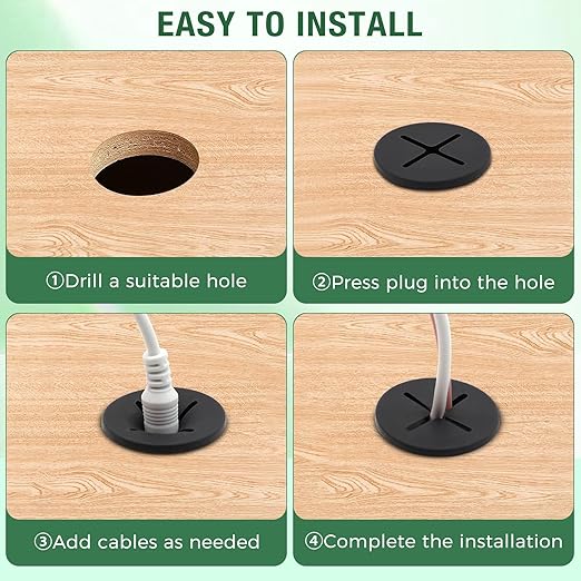 10Pcs Desk Grommet, 1" (25mm) Yellow Silicone Cord Hole Cover, Flexible Rubber Wire Grommets, Wall Grommets for Cables Management, Table, Countertop, Cabinets and Furnitures Wire Organizer