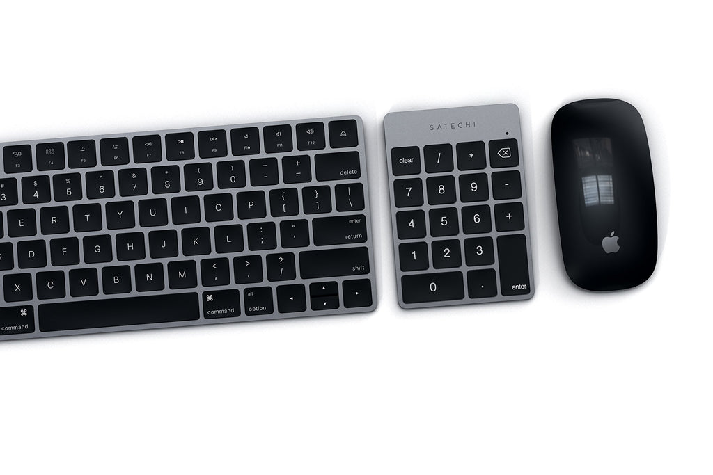 Satechi Slim Aluminum Bluetooth Keypad, Wireless Number Pad with 18 Keys, Micro USB Rechargeable Numpad, External Number Pad for MacBook Air/Pro/Neo, iPad Air/Pro, iMac, PC - Space Gray
