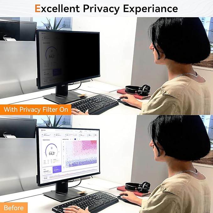 [2 Pack] 32 Inch Computer Privacy Screen Filter for 16:9 Aspect Ratio Widescreen Monitor - Anti Glare Blue Light Filter, Removable Computer Monitor Privacy Shield, Anti-Scratch 32in Protector Film