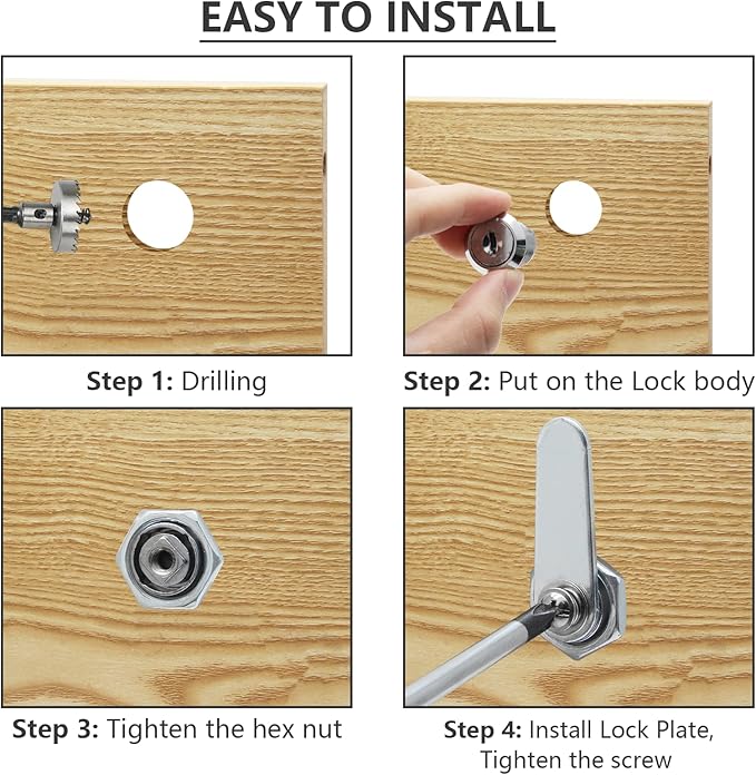 Uenhoy 6 Pack Cam Locks Keyed Alike, 5/8" (16mm) Set for Drawers, Mailbox, Tool Box, RV, File Cabinet Locks with Keys