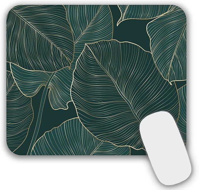 Mouse Pad, Gaming Mouse Pad, Non-Slip Rubber Base Mouse Mat with Designs for Laptop, Computer & Office, 9.5 x 7.9 x 0.12 inches (Leaf)