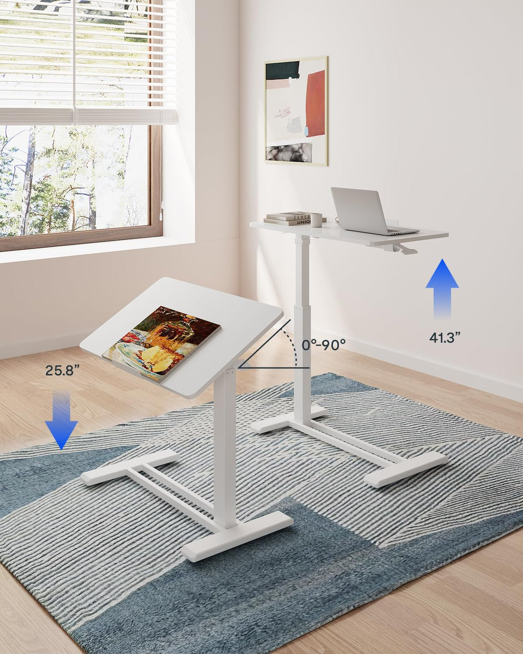 FLEXISPOT H7 PRO 90° Tiltable Mobile Overbed Table with Pneumatic Lift,28''