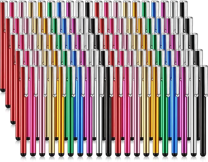 Outus 100 Pieces Stylus Pen Slim Touch Screen Stylus Universal Capacitive Digital Pen Compatible with iPad, iPhone, Samsung, Tablet, Most Devices with Capacitive Touch Screen, 10 Colors