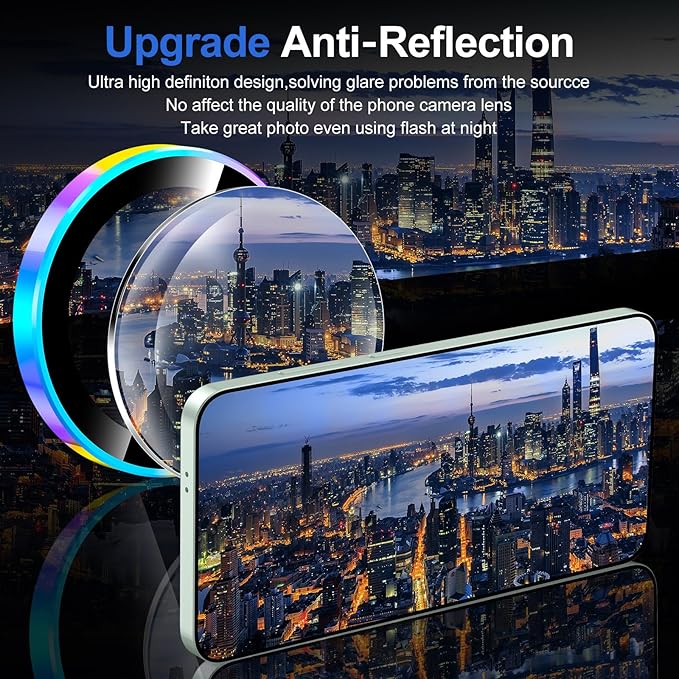 for Samsung Galaxy S25 Plus Camera Lens Protector, Individual Metal Ring Tempered Glass Lens Cover, [Strong Adsorption] Scratch Resistant Ultra-Thin HD Clear Lens Cover, 1 Set-Colorful Ring