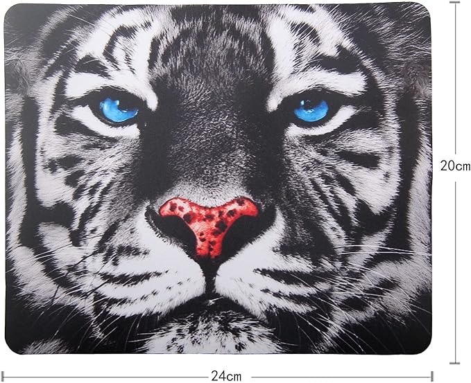 Mouse Pad, Gaming Mouse Pad, Non-Slip Rubber Base Mouse Mat with Designs for Laptop, Computer & Office, 9.5 x 7.9 x 0.12 inches (Tiger face)
