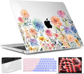 TWOLSKOO for M4 MacBook Air 13.6 inch Case 2025-2022 Release M4 A3240 M3 A3113 M2 A2681, Plastic Hard Shell & Screen Protector & Keyboard Cover & Trackpad Film, Beautiful Flowers