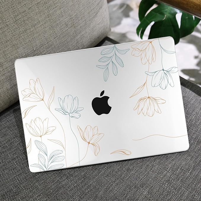 MEEgoodo for M4/M3/M2 MacBook Air 15.3 inch Case 2025 2024 2023, Case Fit Model (A3241/A3114/A2941) for MacBook Air 15 inch, Laptop Hard Shell with Keyboard Cover, Engraving Floral