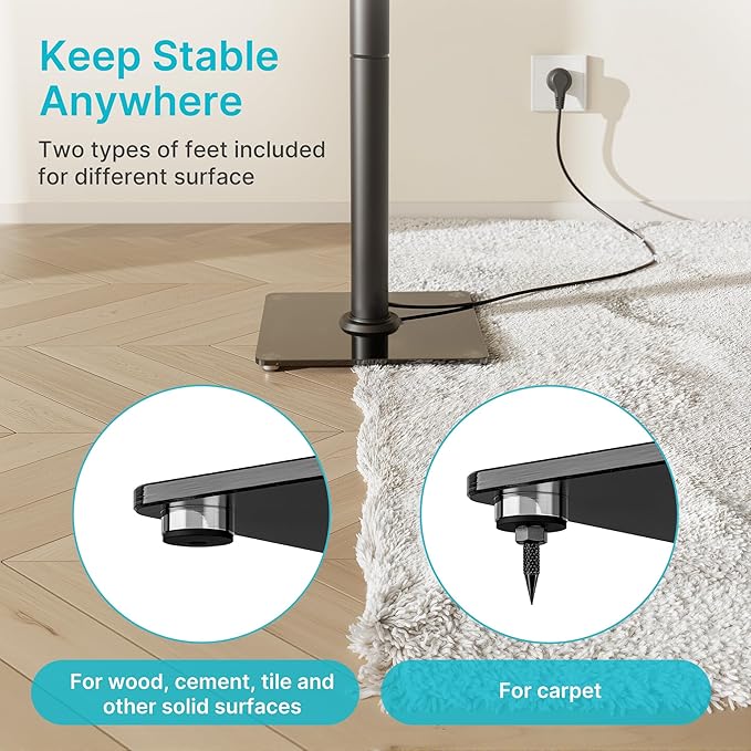 Speaker Stands Pair for Surround Sound,55 LBS Capacity,30.1 inch Floor Bookshlef Speaker Stands,Cable Management,Large Base,1 Pair,Black