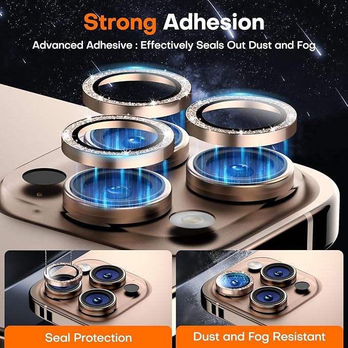 Wumigoo Camera Lens Protector for iPhone 16 Pro Max/16 Pro- Glitter Desert