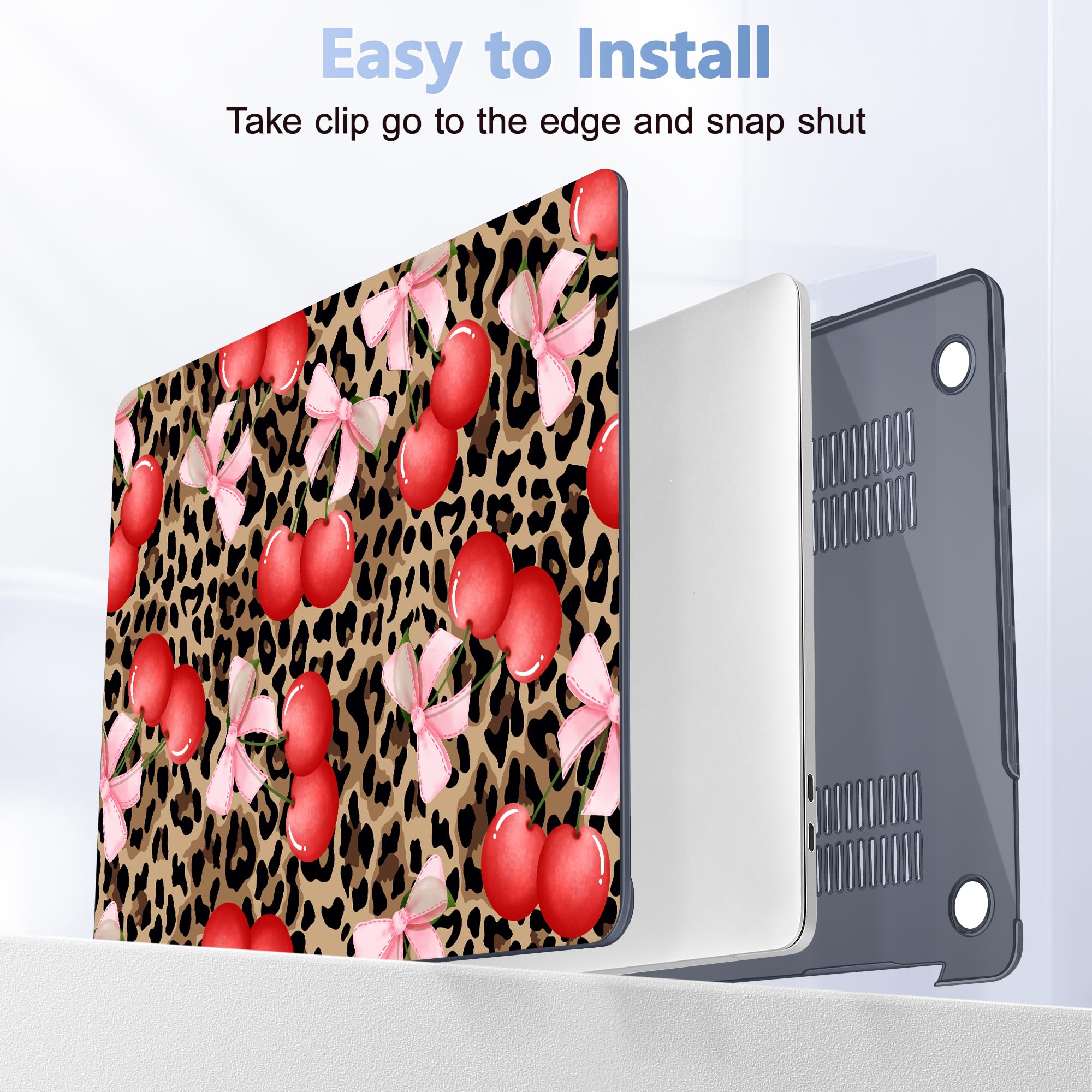 Lepeoac Case for MacBook Pro 13 inch Case M2 2022-2016 A2338 M1 A2251 A2289 A2159 A1989 A1708 A1706, Plastic Hard Shell + Keyboard Cover + Dust Plug, Leopard Cherry