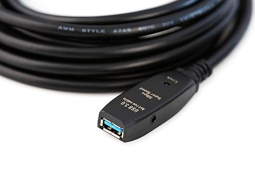 65 Feet Active USB Extension Cable 3.0 Male to Female with 3 Extension chipsets Signal Booster - Active Extension/Repeater Cord 20 Meters / 65 Feet (AC Power Supply Included)