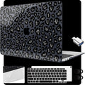 MEEgoodo for MacBook Air 13.3 inch Case 2021 2020 2019 2018 A2337 M1 A2179 A1932, Laptop Shell for MacBook Air M1 with Keyboard Webcam Cover & Trackpad Film & Type C Adapter,Snow Leopard Texture