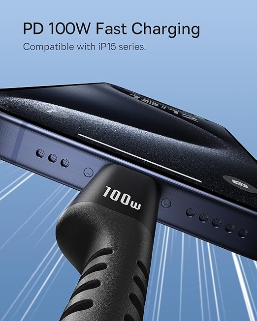 Baseus 100W 5A Fast Charging USB C Car Cable - Compatible with iPhone 15/Pro/Plus/Pro Max, Samsung Galaxy S23 S22 S21, Note 20 10 (3.3ft)