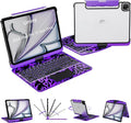 iPad Keyboard Case for 2024 M4 iPad Pro 13 inch, Magic Wireless Keyboard with Trackpad 7 Color Backlit, 360° Rotating Stand Transparent Protective Cover with Pencil Holder (Purple)