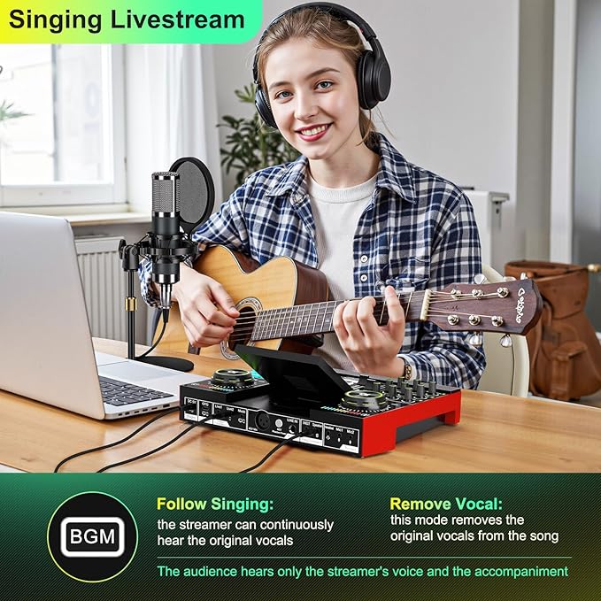 G10 podcast equipment bundled with audio mixer integrated podcast production studio, equipped with P15 microphone, used for live streaming, podcast recording PC,YouTube Recording