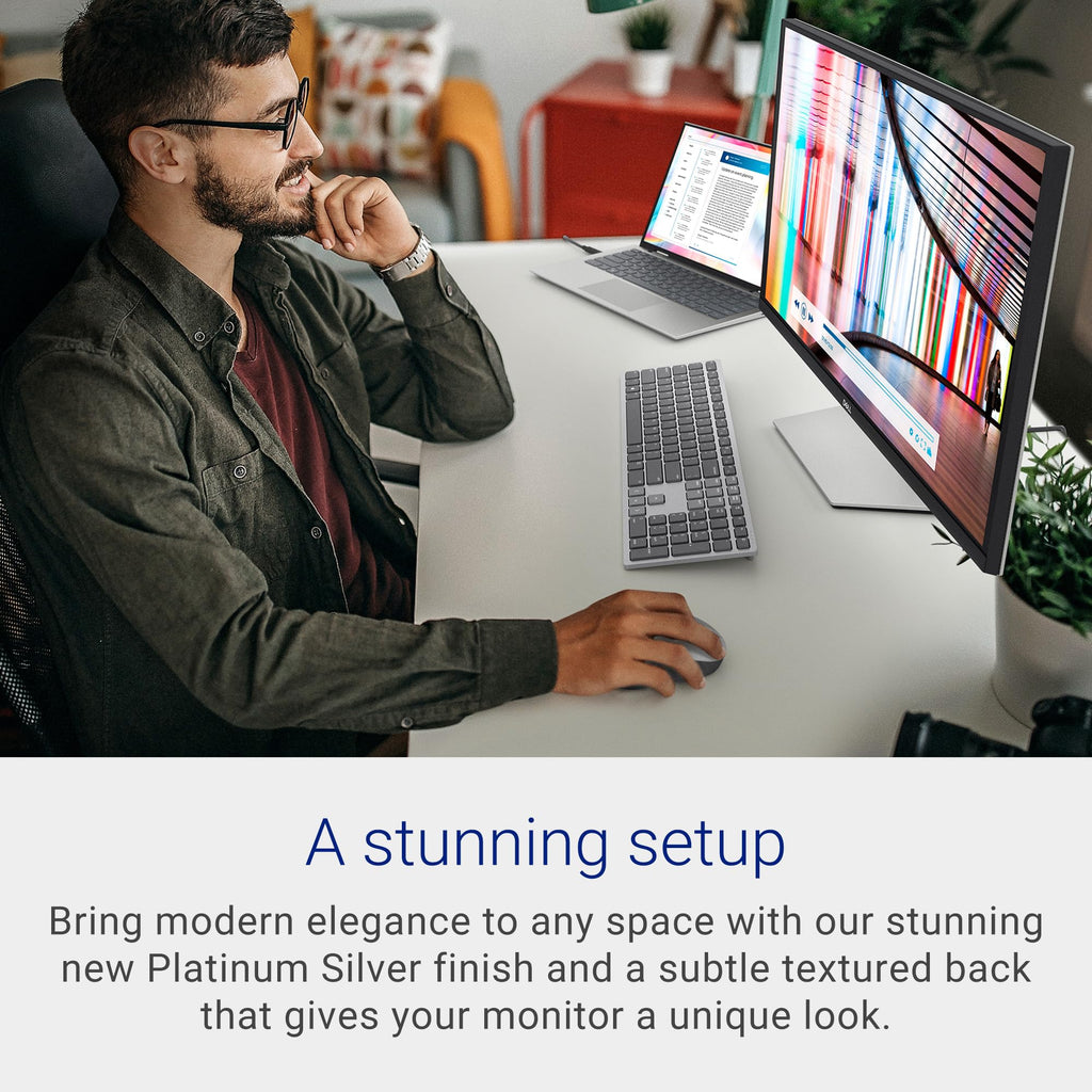 Dell S2722QC Monitor - 27 inch 4K USB-C, UHD (3840 x 2160) Display, 60Hz Refresh Rate, 8MS Grey-to-Grey Response Time, Built-in Dual 3W Speakers, 1.07 Billion Colors - Platinum Silver