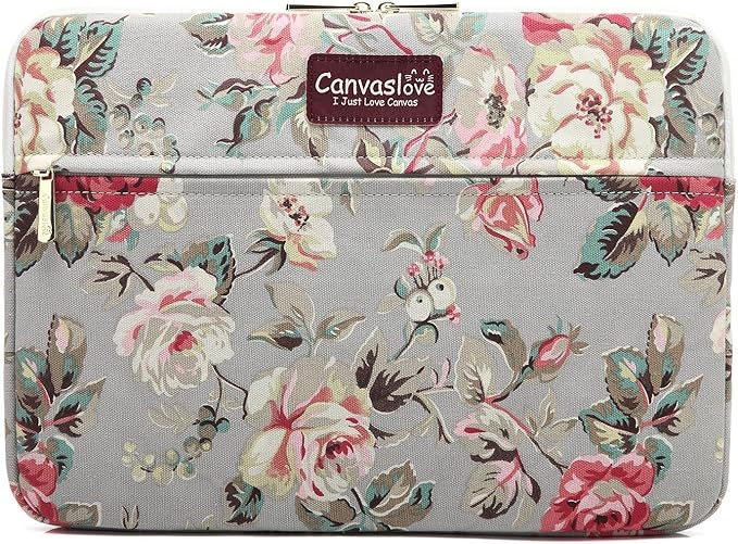 Canvaslove Grey Rose Laptop Sleeve Case Bag with Pocket for MacBook Air 13 inch,iPad Pro 13 inch and 13.3 inch-13.5 inch Laptops