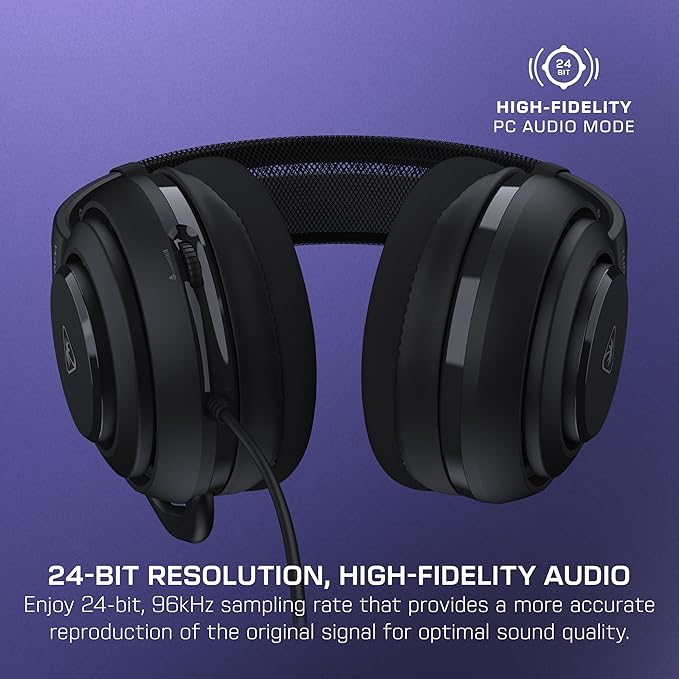 Turtle Beach Atlas 200 Wired USB PC Headset for PC, Gaming Consoles, Xbox, PlayStation, 50mm Nanoclear Drivers, high-Fidelity Audio, Waves 3D Audio, Flip-to-Mute Mic, Memory Foam Cushions - Black