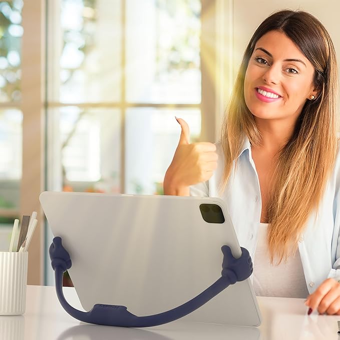 Honsky Thumbs Up 2 Pack Tablet Stand - Compatible with iPad, Samsung Galaxy Tabs, iPhone Pro Max - Universal, Cute, Blue Deep/Black
