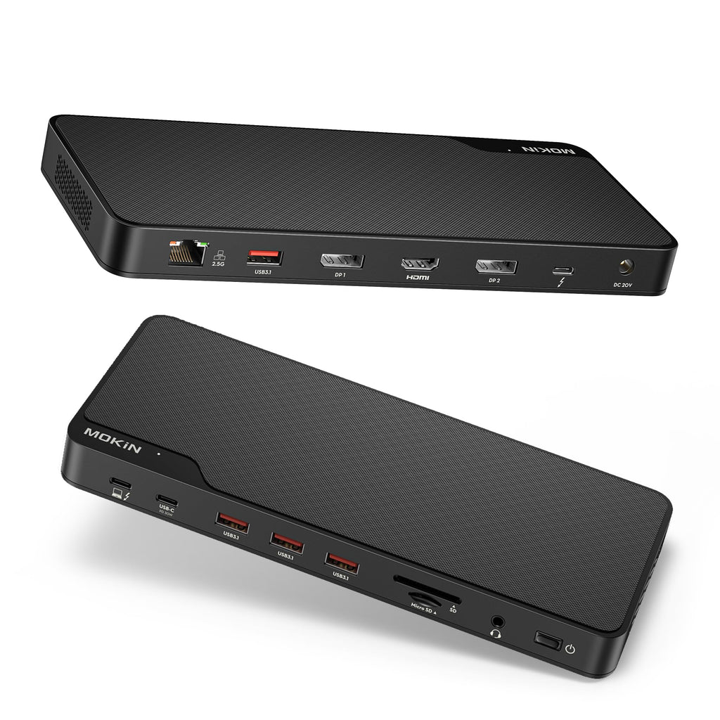MOKiN Thunderbolt 4 Dock - 16 Ports, Laptop Docking Station Dual Monitor for MacBook, Docking Station 3 Monitors for Windows with 150W DC Power,TB4 Cable,2.5 Gigabit Ethernet（Thunderbolt™ Certified）