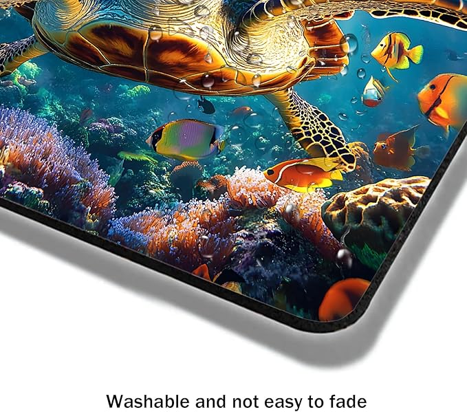 Mouse Pad, Cute Ocean Colorful Turtle Mouse Pads for Desk, 9.5" x 7.9" Non-Slip Rubber Base Computer Mousepad with Women, Portable Square Design for Wireless Mouse and Pad Laptop Office & Travel