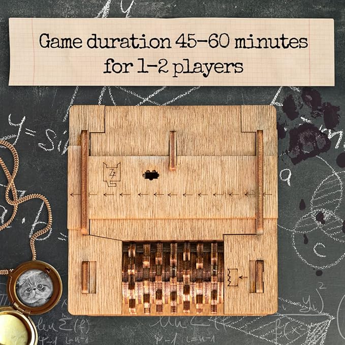 iDventure Cluebox - Schroedingers Cat - Escape Room Game - Puzzle Box - 3D Wooden Puzzle for Adults - Treasure Gift Box - Brain Teaser - Birthday Gift Gadget for Men and Women - Money Box