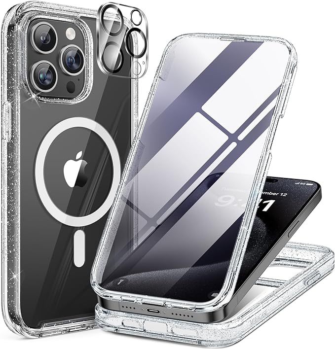 Miracase Glass Series for iPhone 11 Case 6.1 inch, Upgraded Full-Body Rugged Phone Bumper Case Cover with Built-in 9H Tempered Glass Screen Protector and Camera Protector