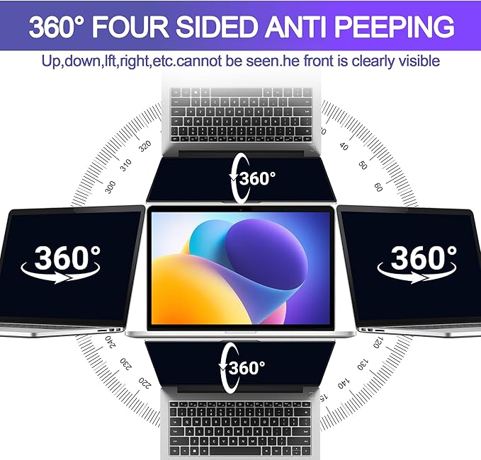 360° Privacy Screen Protector for MacBook Air 15 inch (2023-2025, M2, M3, M4), Privacy Screen Filter Compatible with MacBook Air 15.3 inch, Anti-Spy/Anti Fingerprint/Anti Blue Light/Anti Glare