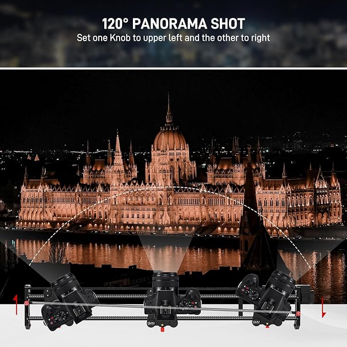 GVM 48"/120CM Carbon Fiber Motorized Camera Slider, Professional Camera Slider with Remote Control, Support Video Mode, Time Lapse Photography, Horizontal, Tracking and 120° Panoramic Shooting
