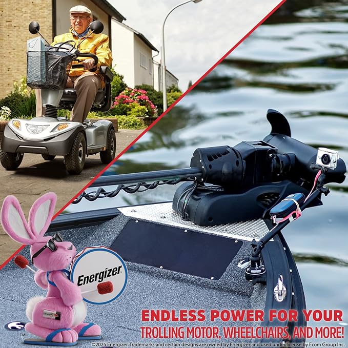 Energizer EN55-12IT - 2 Pack - 12 Volt 55 Amp Hr, Long Lasting Sealed Lead Acid AGM Rechargeable Battery Ideal for Use in Electric Scooters, Wheelchairs, Emergency Lighting, Backup Power, and More