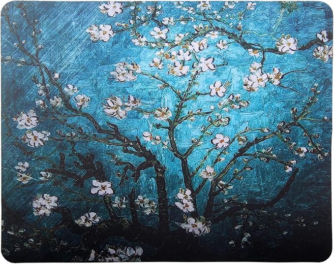 Mouse Pad, Gaming Mouse Pad, Non-Slip Rubber Base Mouse Mat with Designs for Laptop, Computer & Office, 9.5 x 7.9 x 0.12 inches (Van Gogh Flower)